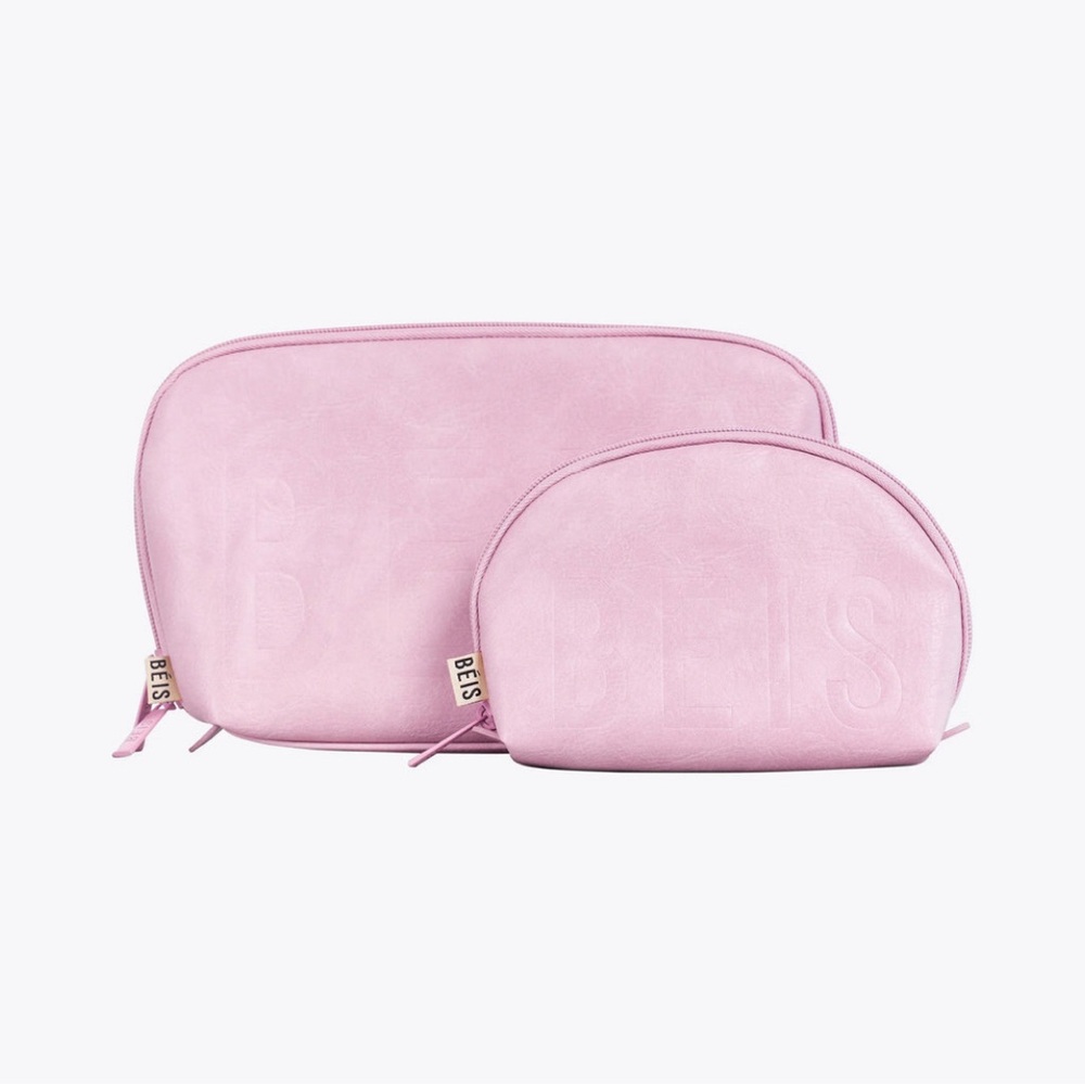 NWT BEIS The Cosmetic Pouch Set in Atlas Pink